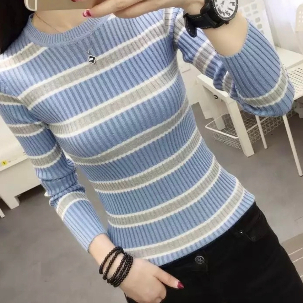 rizkyfashionrajut Vica stripe sweater rajut