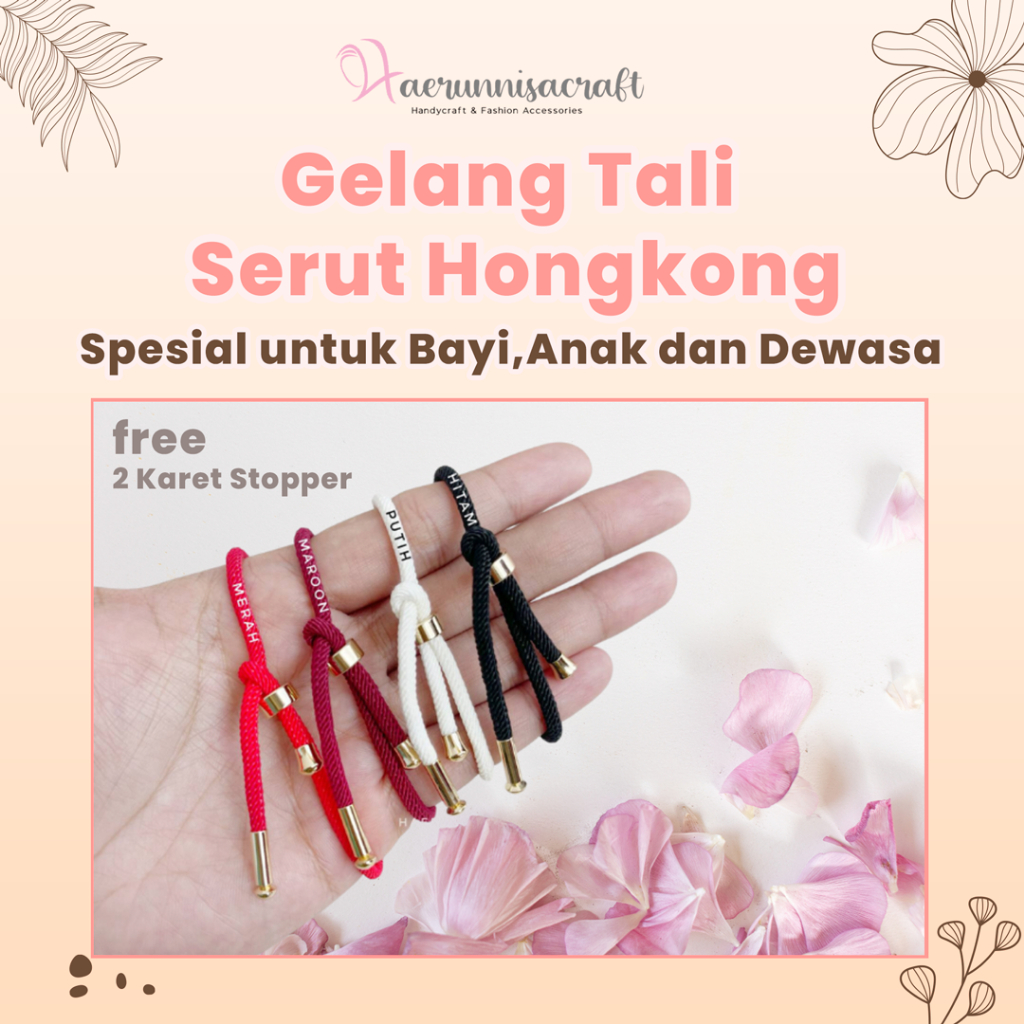 Gelang Tali Serut Hongkong Anak dan Dewasa Pandora Emas Import Xuping free 2 Karet Stopper