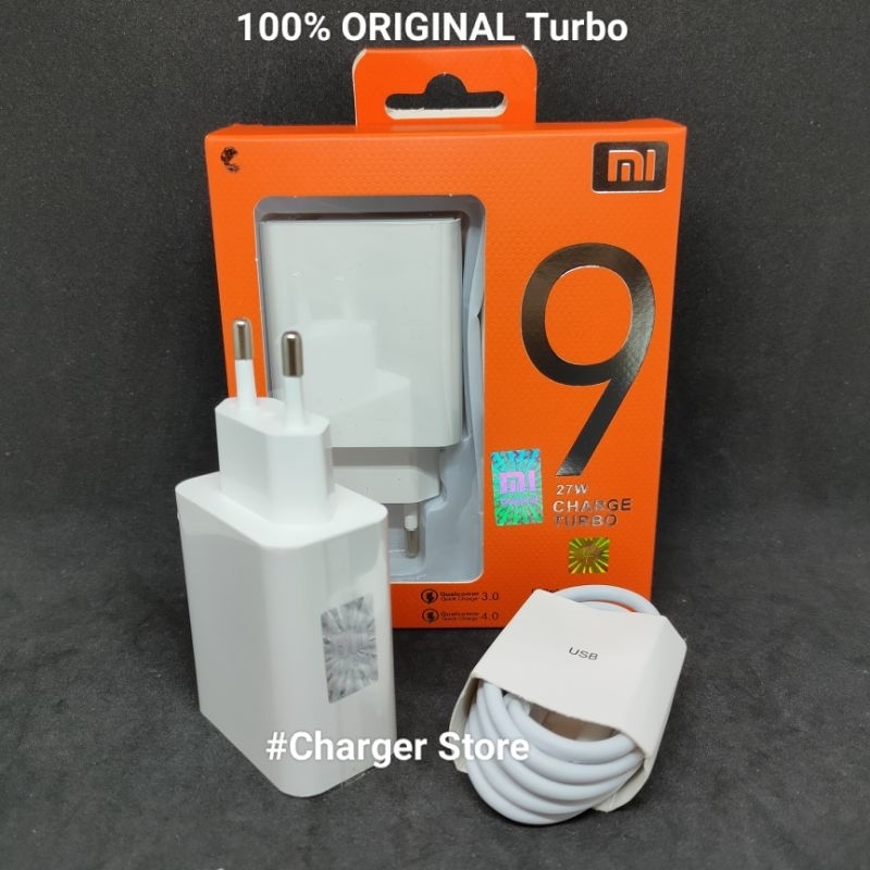 100% Turbo 27W Charger Xiaomi Type C Redmi Mi9 Mi Note 10 K20 X20 Pro K30 Note 9