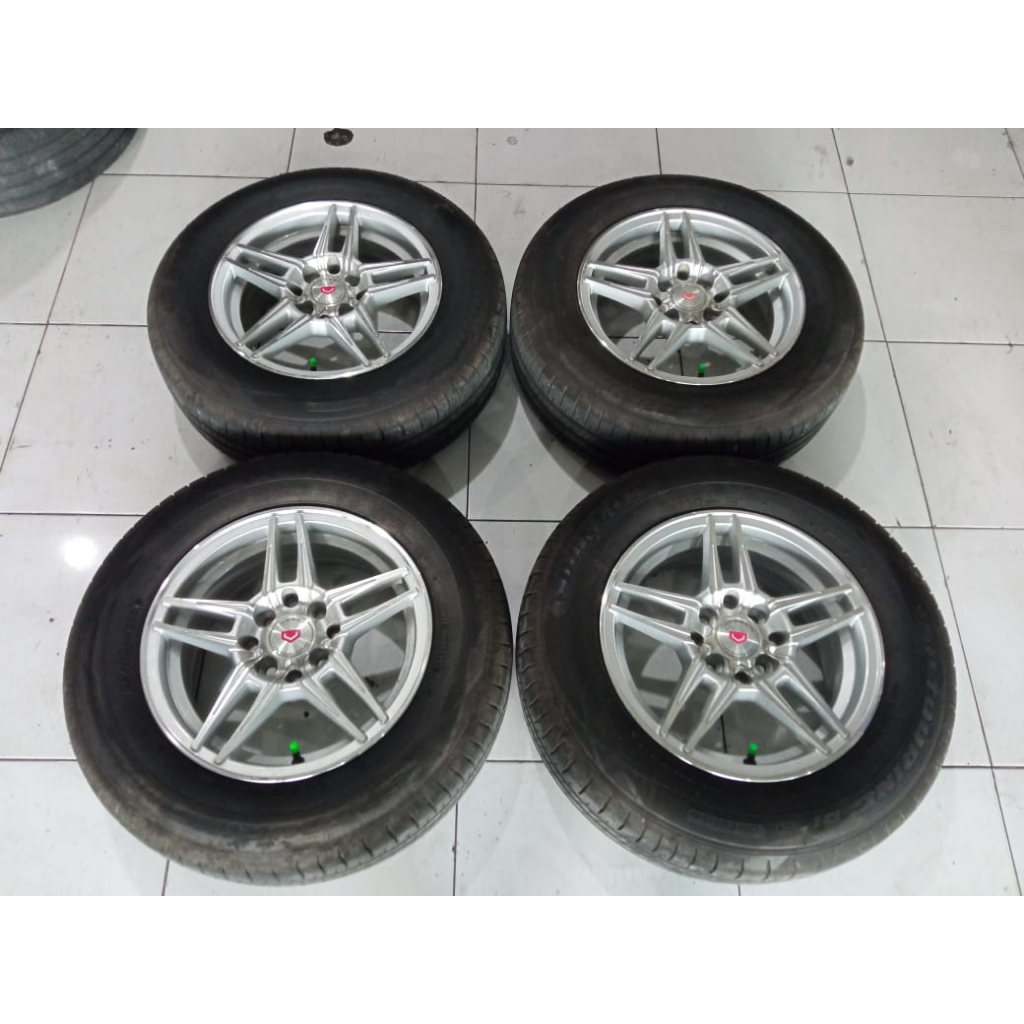 Velg Mobil Bekas Vossen Ring 14x6 Pcd 4x100 4x114 Et35 + Ban Dunlop 185 70 R14 Thun 2022
