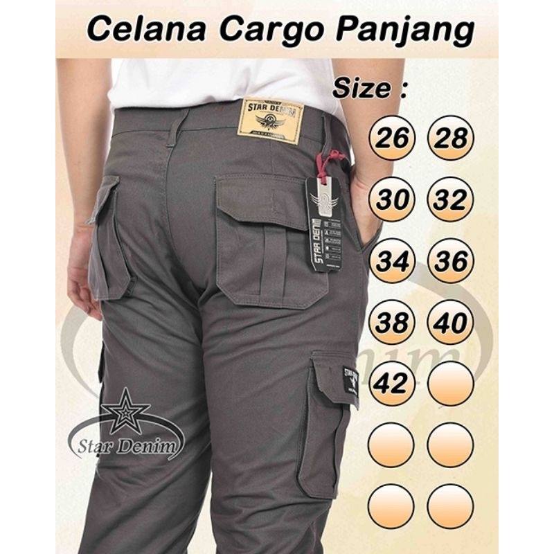 Celana Cargo Panjang Pria Star Denim Terbaru - Celana Cargo Pria Jumbo Big Size - Celana Pria Gamblok Pdl Banyak Saku Trending