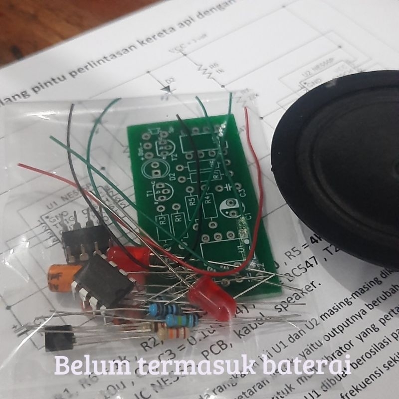 Kit flip flop DIY bel sirine alarm palang pintu kereta api mainan hobi praktek elektronika