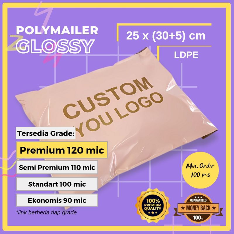 

Polymailer 25 x 30 Premium Warna B 120 mic Custom Sablon