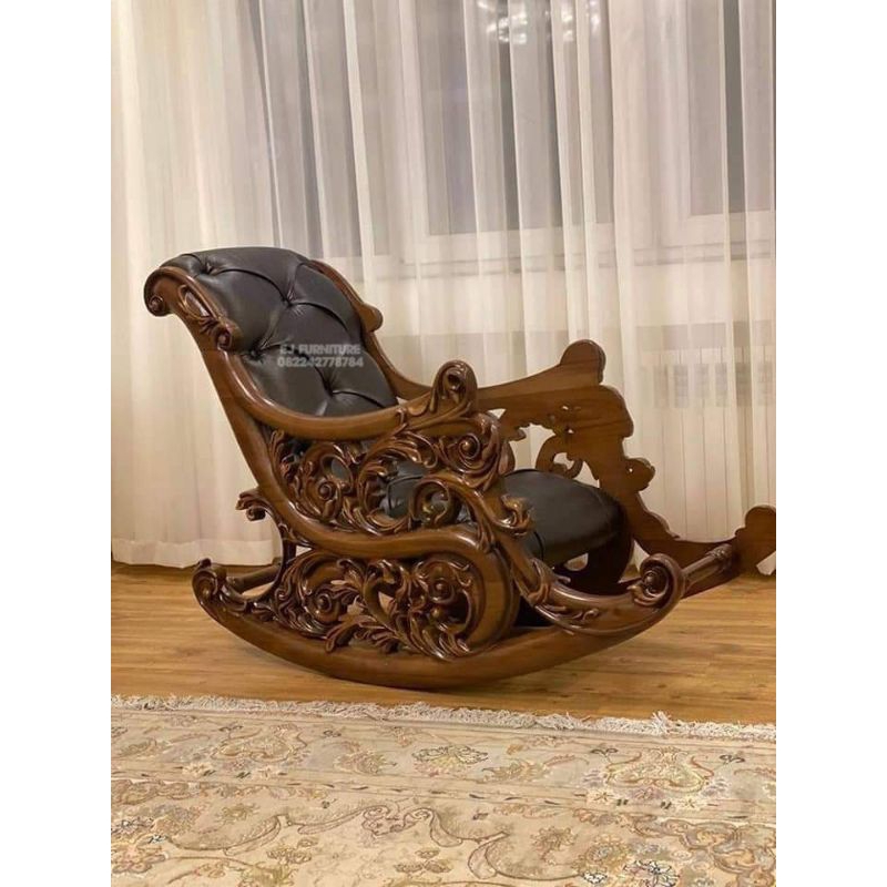 Kursi Goyang Mewah Ukir Jati Kursi Goyang Jati Ukir Jepara Kursi Santai Malas Ukir Jati  Kursi Goyan