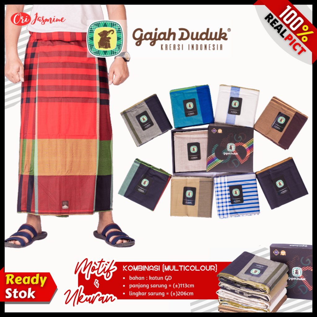 Sarung Gajah Duduk Multi Colour Tenun Pria Laki Sholat