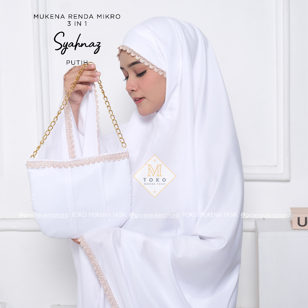TOKO MUKENA TASIK - MUKENA 3IN1 SYAHNAZ | Mukena Dewasa Renda Mikro 3IN1 Syahnaz