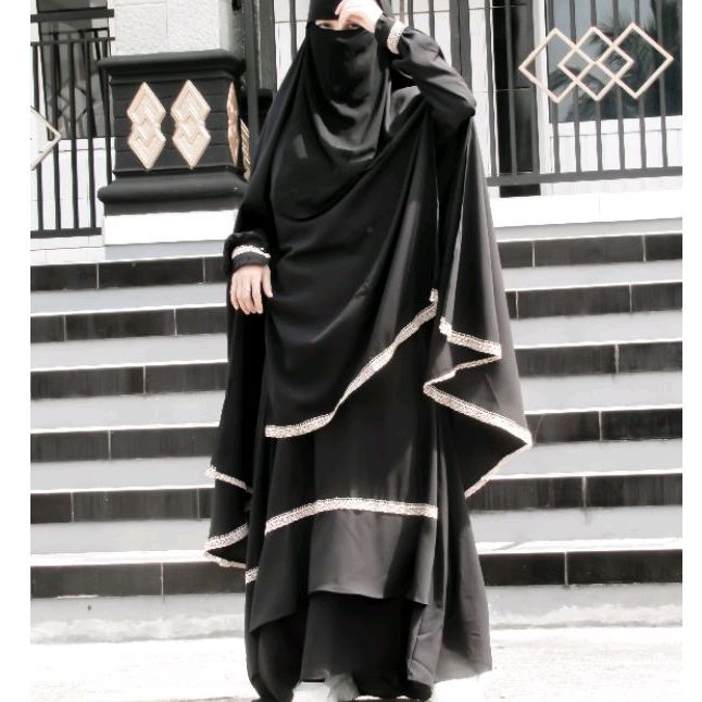MARWAH ABAYA SET /ABAYA JETBLACK BY OKY