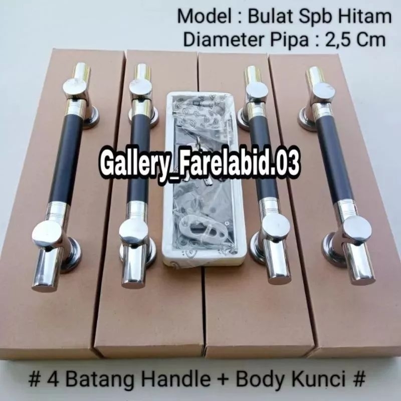 Handle Pintu Kupu Tarung 33 Cm Set Kunci Gagang Pegangan Tarikan Pintu Rumah Stainless Steel Minimalis