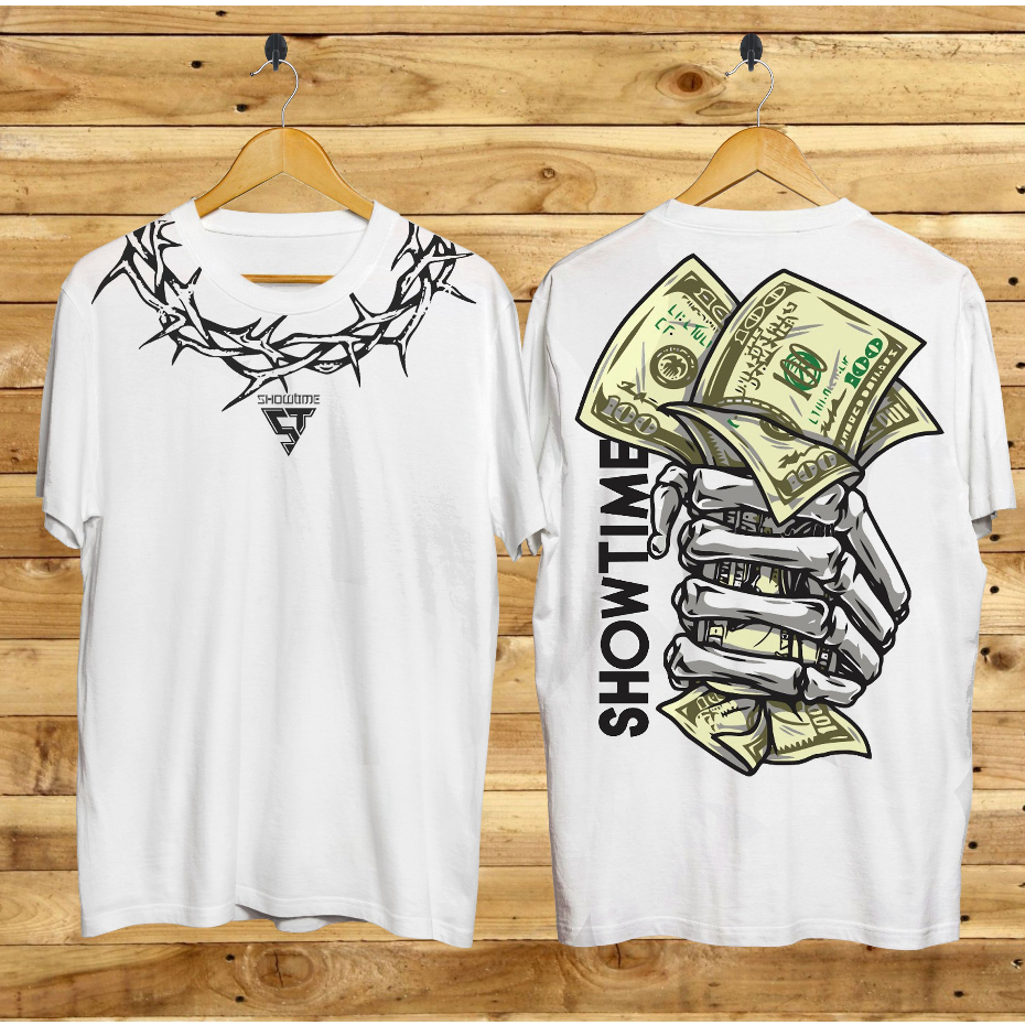 Baju Kaos Distro T shirt Pria Wanita Jepang Keren Lengan Pendek Boneka Money Dollar Putih Terbaru Motif Sablon Bergambar Cod Cowok Cewek Wanita Termurah Couple Unisex