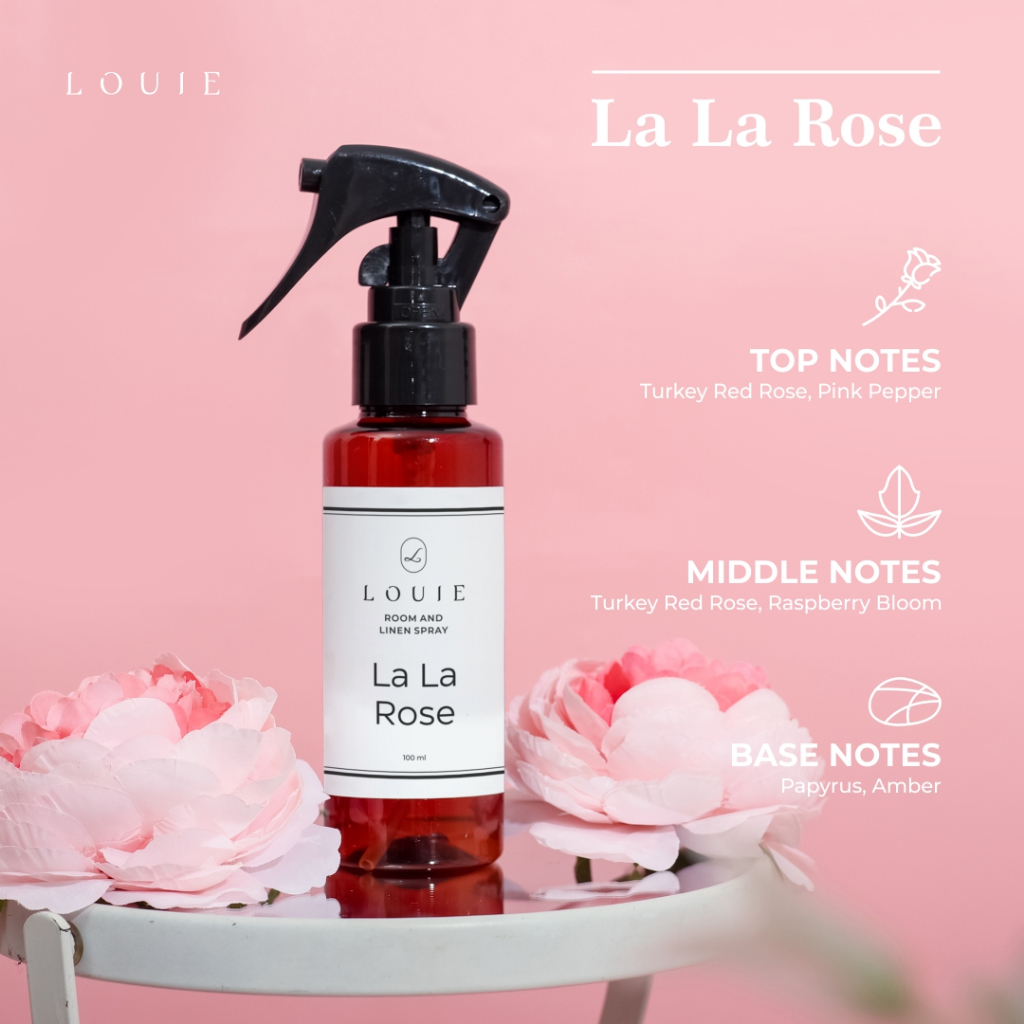 Louie Room and Linen Pillow Spray Air Freshener Pewangi Pengharum Parfum Multi All Purpose Cleaner Penghilang Bau Ruangan Kamar Tidur Kamar Mandi Toilet WC Closet Kloset Lemari Pakaian Baju Karpet Interior Mobil Kotoran Anjing Kucing Pesing Kencing 100ml