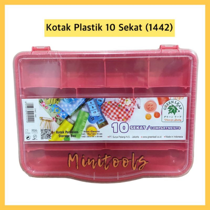 Kotak Plastik 10 Sekat / Kotak Aksesoris 10 Sekat / Green Leaf 1442