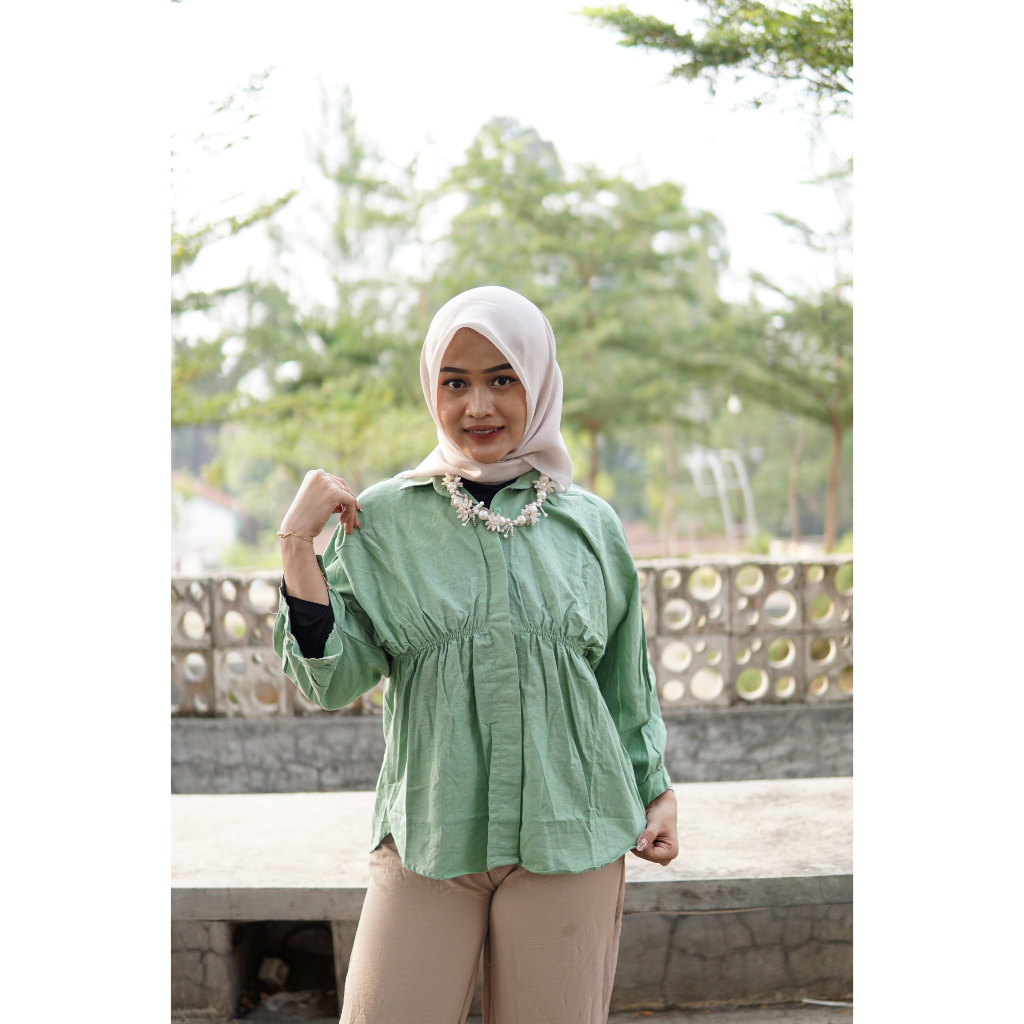 MSB 371 ALYA SHIRT Kemeja Wanita Atasan Wanita Oversize Linen Premium