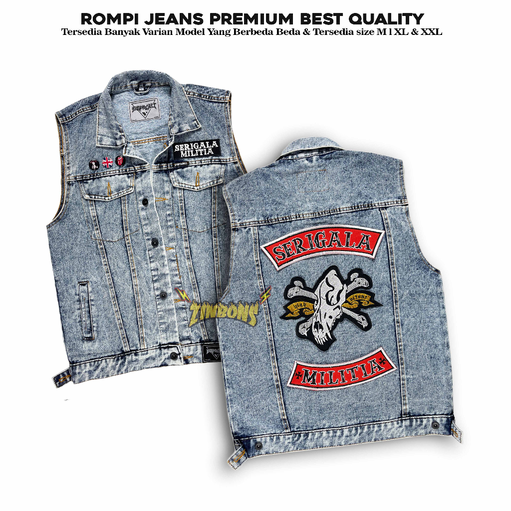 ROMPI JEANS ROMPI DENIM ROMPI MUSIK ROMPI TEMPELAN PATCH BORDIR