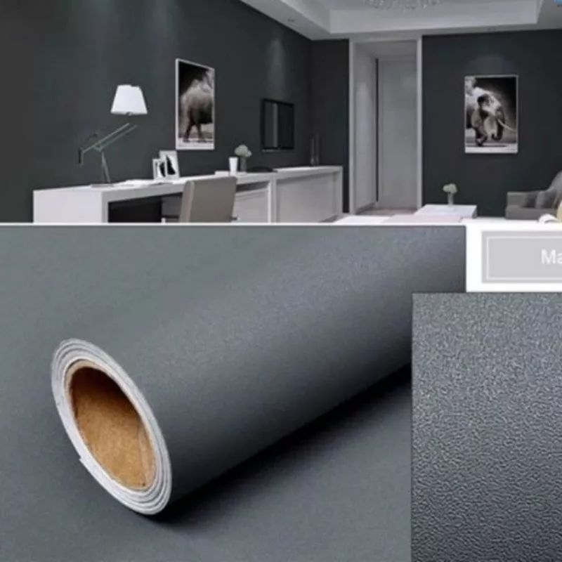 COD ( BAYAR DI TEMPAT ) Wallpaper Sticker Dinding ABU TUA Polos Minimalis Elegant Putih Hitam Orange