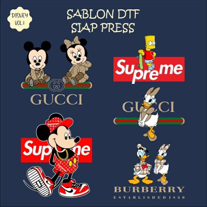 sablon dtf printing sablon setrika sablon dtf siap pres tema disney gucci