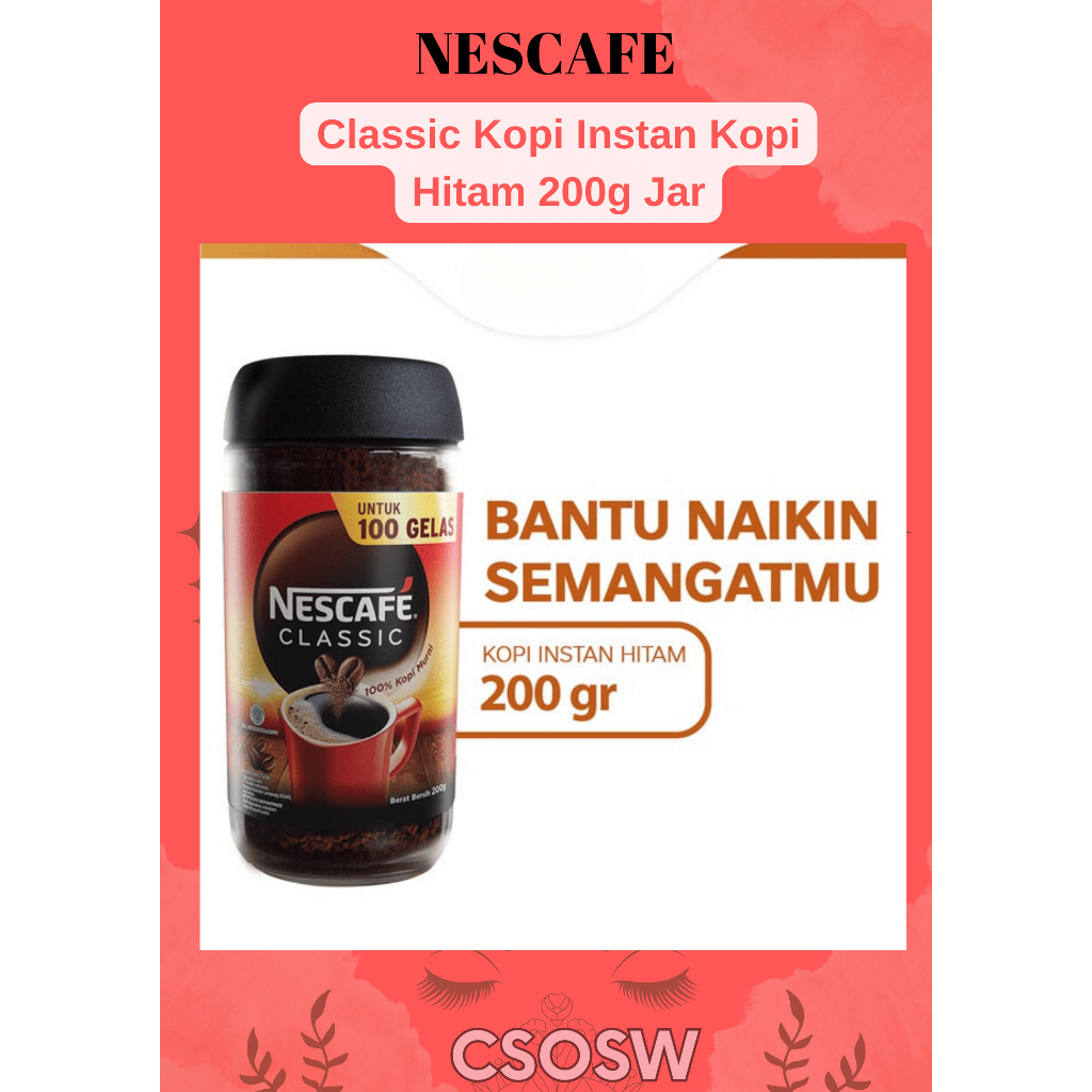 

Nescafe Classic Jar 200gr | Kopi Bubuk Hitam Tanpa Ampas | Ground Coffee