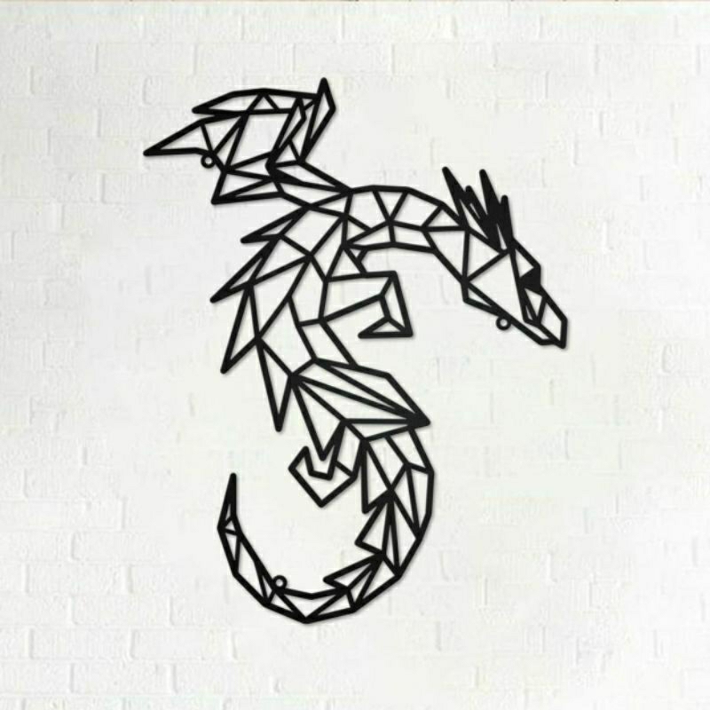 HIASAN DINDING GEOMETRI BENTUK HEWAN | NAGA TERBANG