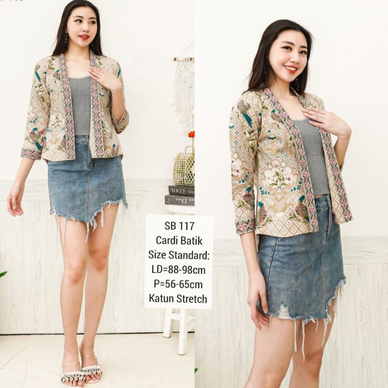 BLOUSE BATIK ROSA  OUTER CARDIGAN 117 ATASAN KERJA KANTOR WANITA MURAH CARDI BLAZER ETNIK Ace Sakura
