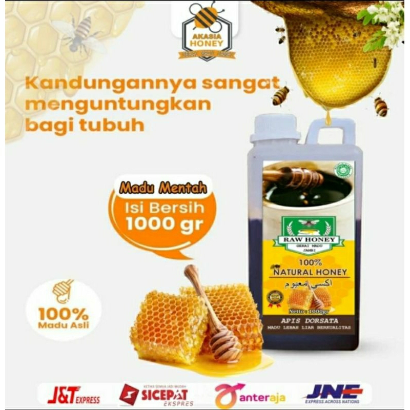 

MADU HUTAN MULTIFLORA 1000 GRAM HONEY RAW ASLI NEKTAR AKASIA MANGIUM MANIS