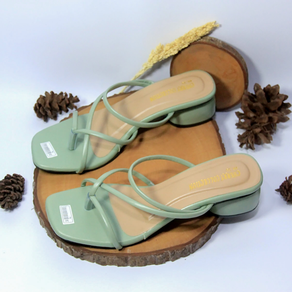 SANDAL HEELS WANITA CHUNKY JEPIT HAK 3CM SEPATU WANITA