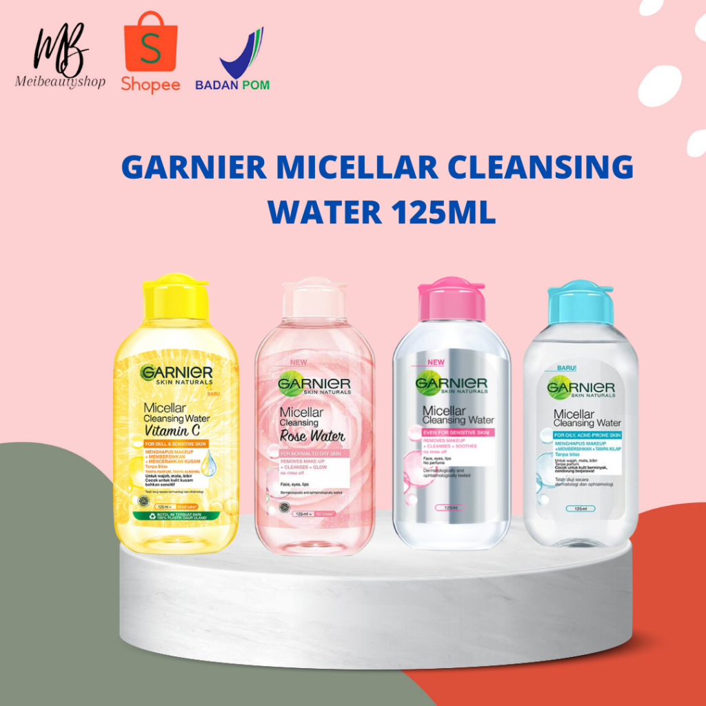 Garnier Micellar Water Pink/Biru/Vitamin C/ Rose Water 125ml