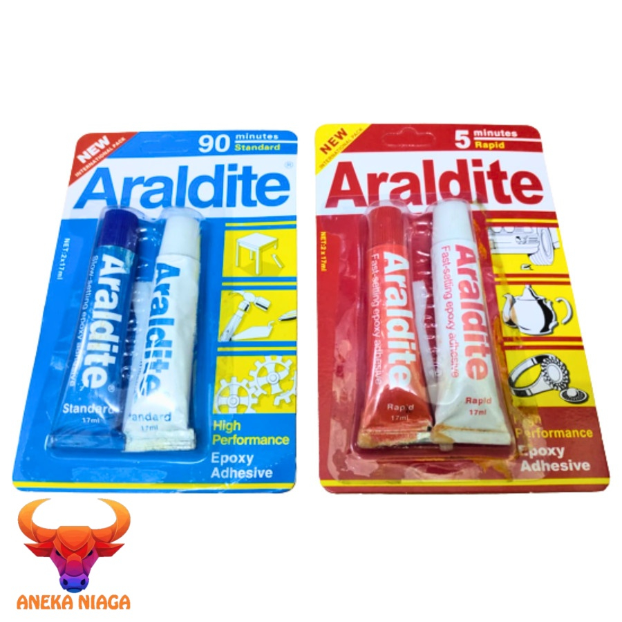 

ANEKA22 Lem Besi Araldite Epoxy Rapid Resin Merah 5 Menit Biru 90 Menit 2x17ml - MERAH 5 MENIT