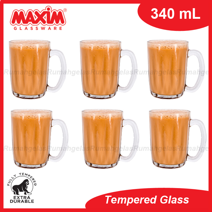 1 SET 6 PCS Gelas Mug Kopitiam/Gelas Teh Tarik/Gelas Kaca Tempered/Gelas Kopi Panas/Gelas Kopitiam