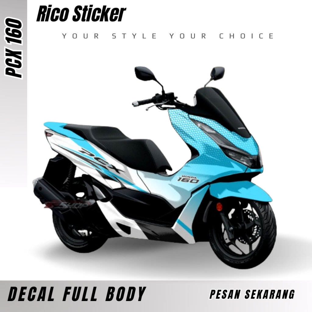 Stiker Decal Kendaraan Honda PCX 160 Motorcycle Modifikasi Full Body dengan Pelindung Sinar UV