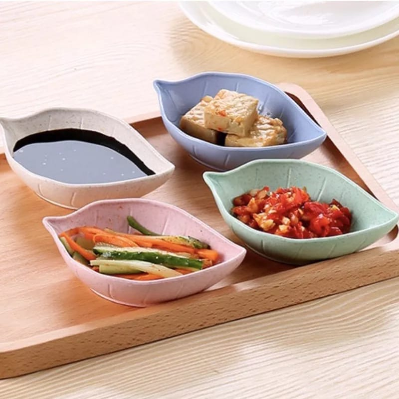 TERMURAH! Mangkok Kecil / Wadah saus kecap bahan jerami, tempat saus kecap bentuk daun