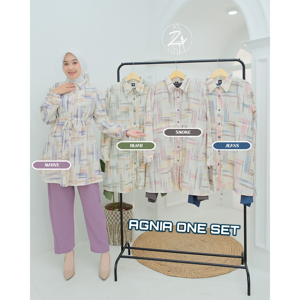 ONE SET KERJA KEMEJA EMILY NABILA AGNIA ORI ZIRA CELANA KRINGKEL KERAH CASUAL VINTAGE ESTETIK