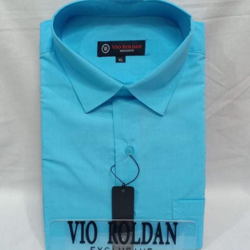 Vio Roldan warna biru AQUA  lengan panjang kemeja polos pria