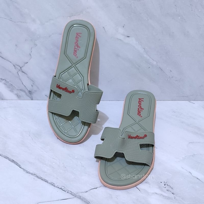 Sandal Flat Wanita Sandal Selop Karet Jelly Wanita Verotino