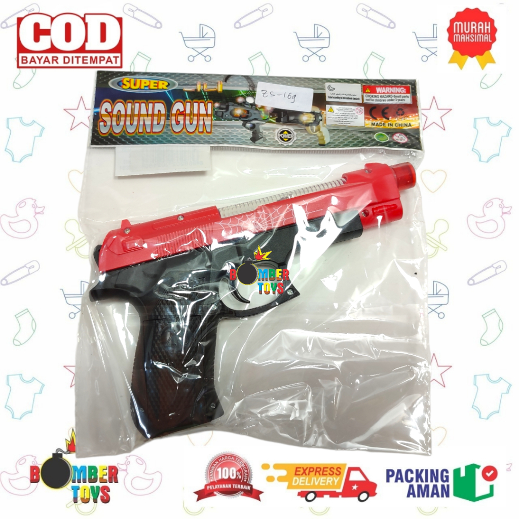 Mainan Anak Pistol Pistolan Getar Flashing Gun SNI Baterai Suara Lampu