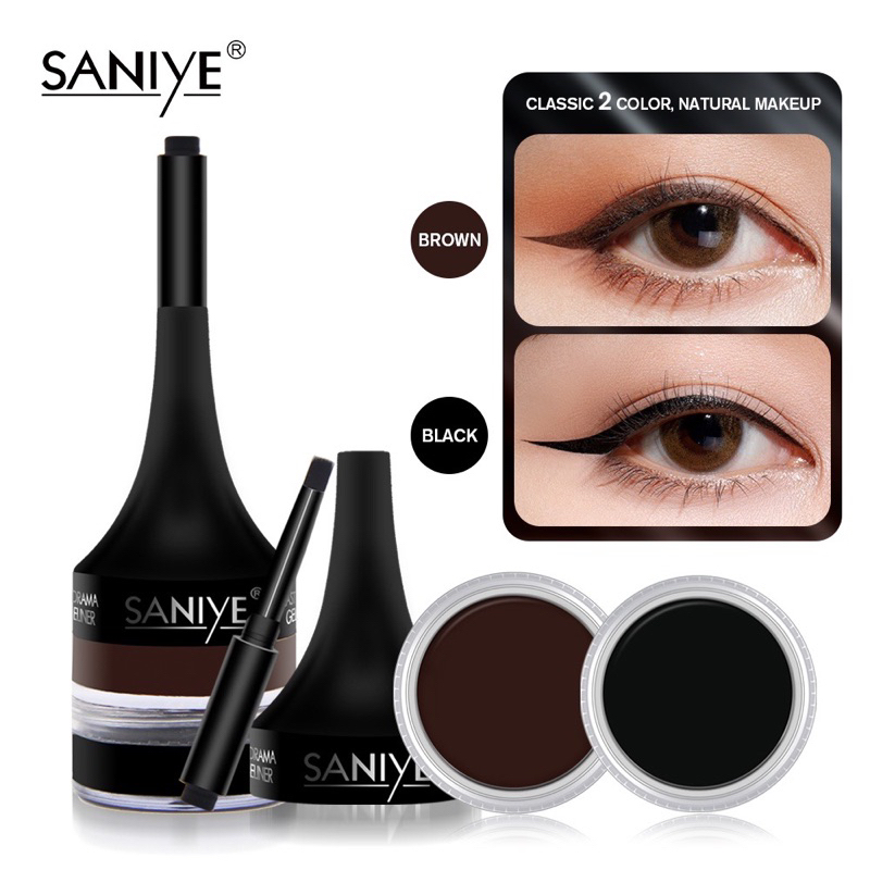 【Official Outlet】SANIYE Eyeliner Pen Eye liner With Brush Gel Matte Cair Quick Dry Cepat Kering Longlasting Tahan Lama Waterproof Anti Air Kosmetik Mata Makeup Wajah M418 M255 M208 BPOM