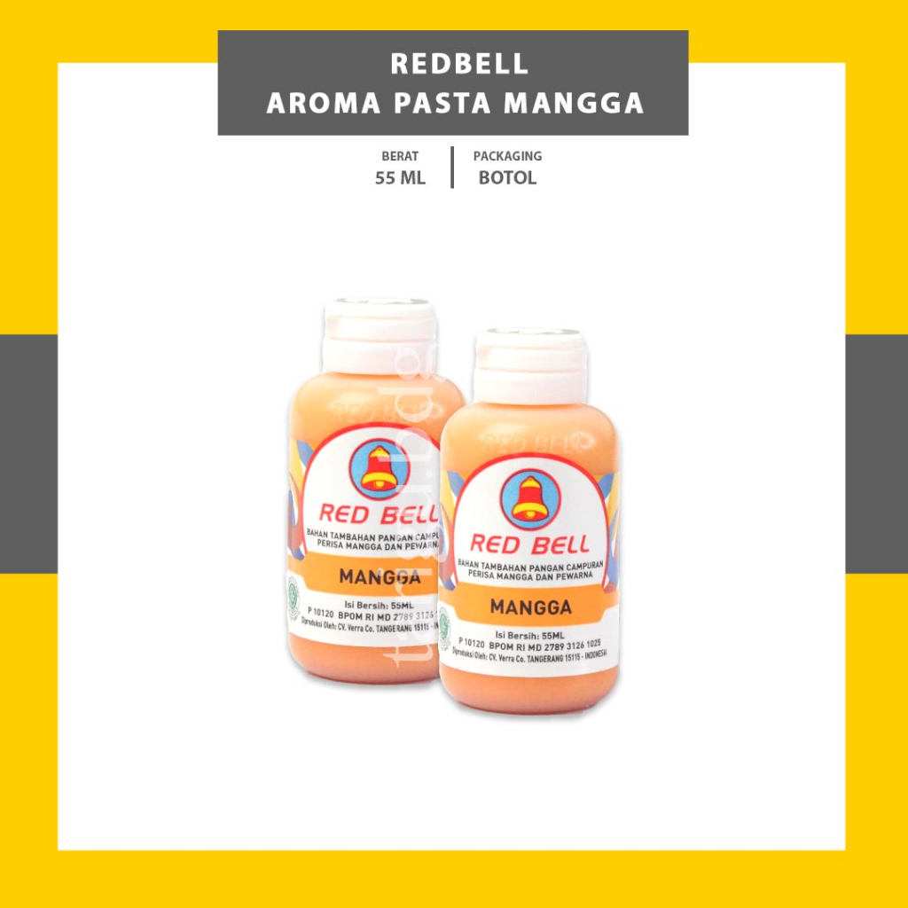 

MANGGA MANGO RED BELL PERISA PASTA MAKANAN 55ML - REDBELL AROMA PASTA PEWARNA MAKANAN VANILI VANILLI - PERISA RED VELVET PERISA KUE ROTI CAKE JAJANAN PASAR