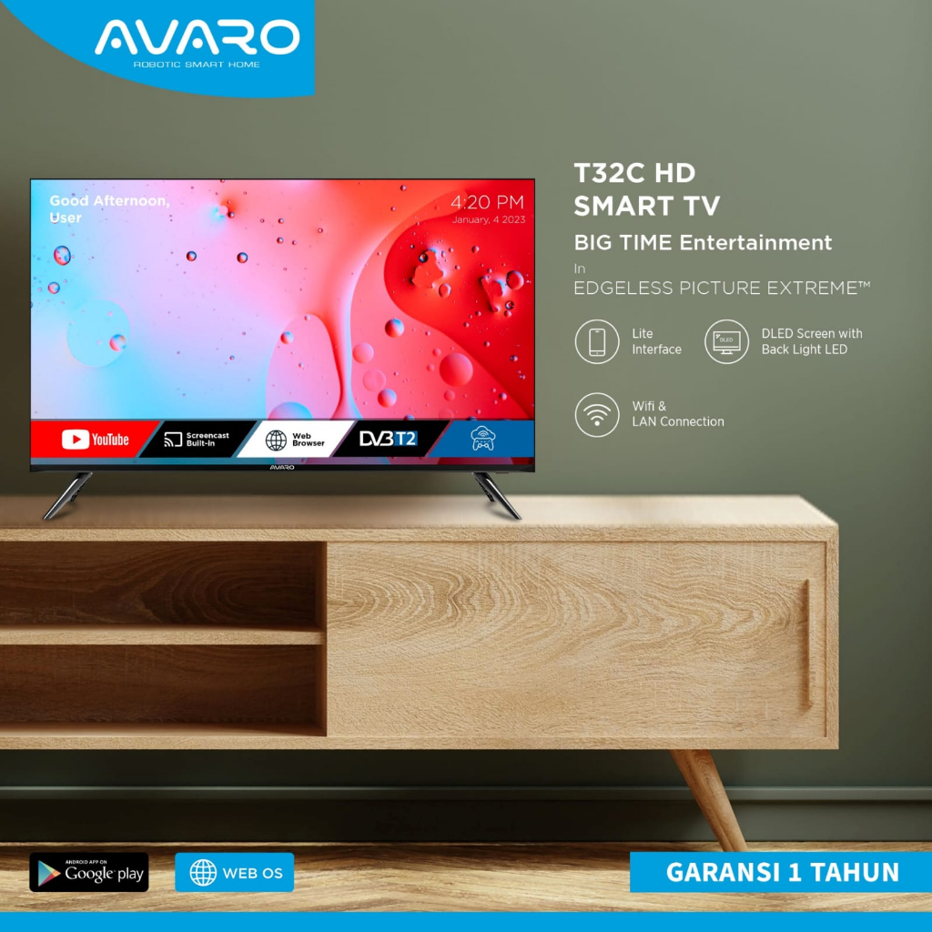 AVARO SMART TV HD 32 INCH T32C GARANSI RESMI SMART TV