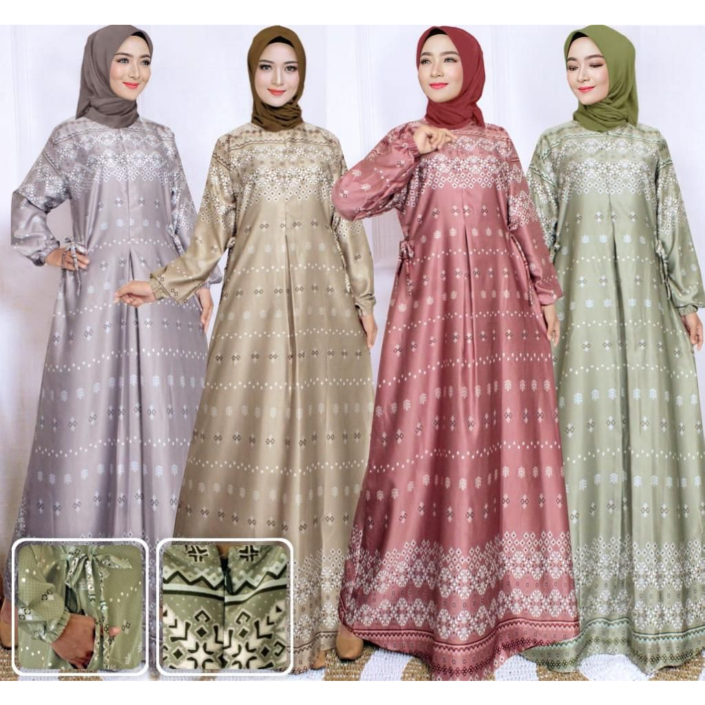Gamis Athalia Series / Dress silk Premium / Gamis motif Bunga