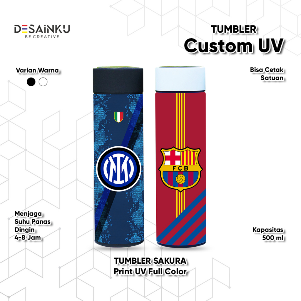 Custom Tumbler Sakura Termos Print UV -  Botol Minum Termurah Edisi Sepak Bola / Sepak Bola Edition