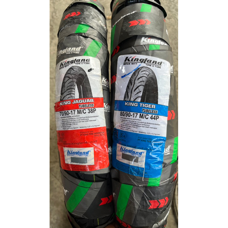 BAN LUAR DEPAN KINGLAND KING JAGUAR TUBELESS TYPE 70/90-17 M/C 38P BAN LUAR BELAKANG KINGLAND KING T