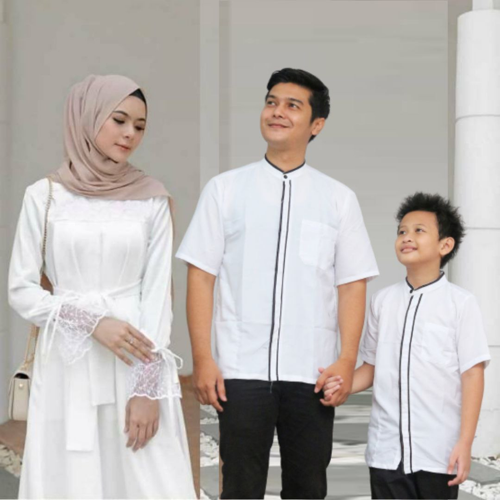 Couple Busana Muslim Muslimah Koko dan Gamis Payet Polos Kekinian Terbaru