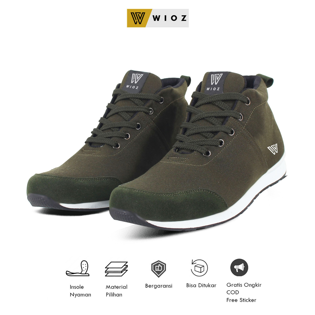 Wioz Sepatu Sneakers Pria W 42054 Boots Kets Pria Kuliah olahraga joging - Hijau