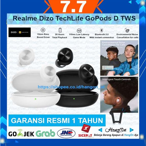 Realme Dizo Techlife Gopods D TWS Bluetooth Headset Super Low Latency