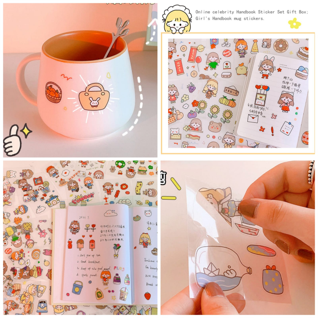 STIKER MOMO ANTI AIR STICKER LUCU TUMBLER KOREA FASHION WASHI TAPE GLITTER HOLOGRAM 1 BOX KAWAII LABEL KEKINIAN