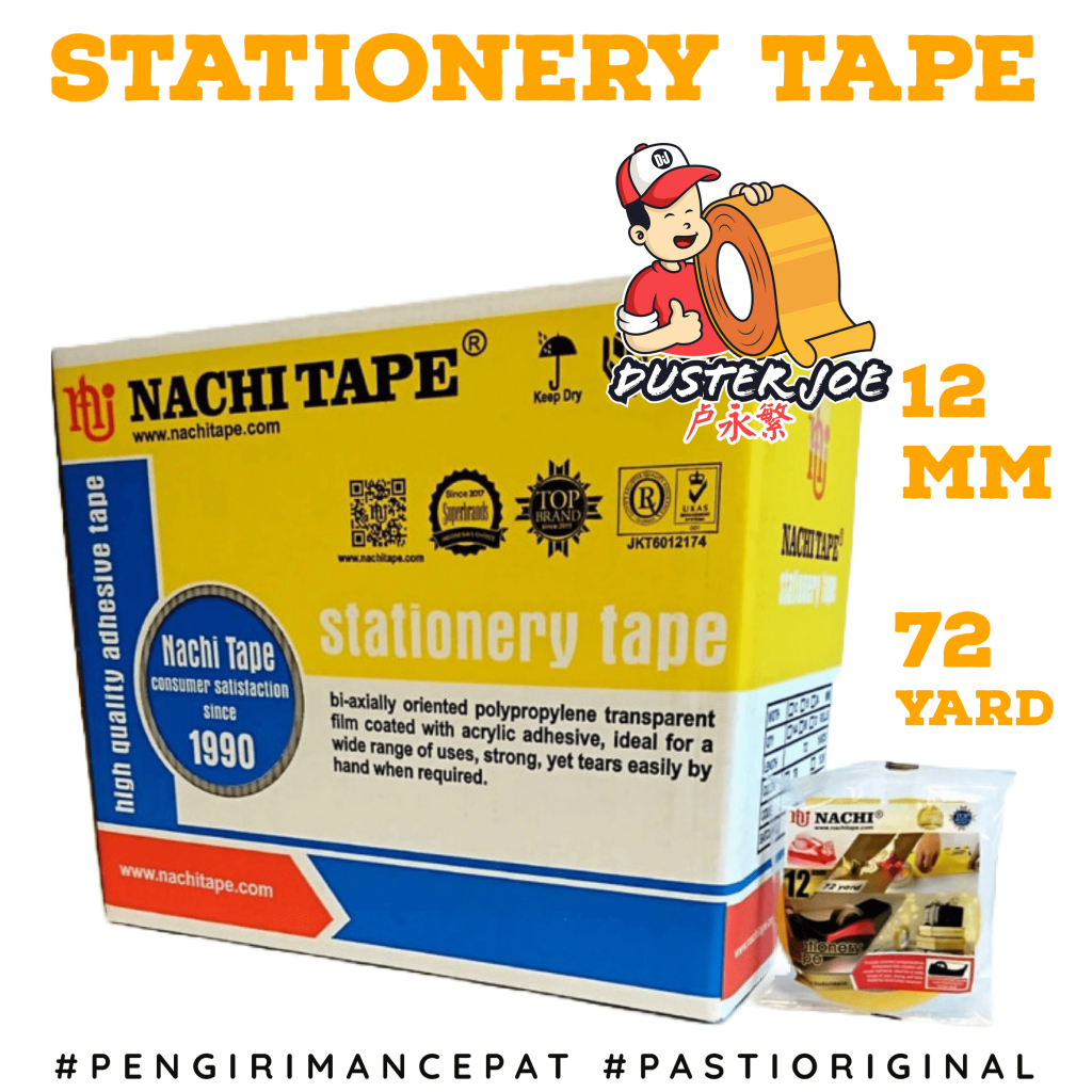 

[PER 1 DUS] Isolasi Stationery Nachi 1/2 inch 12mm 72 Yard Selotip (1 DUS ISI 144 PCS)