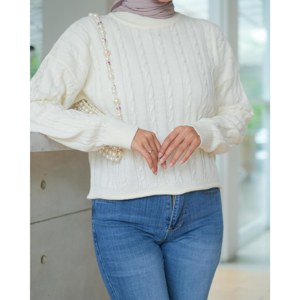 (COD Free Ongkir) BELLA CROP RAJUT SWEATER PREMIUM TEBAL Wanita Murah Terbaru Trendy Grosir Pakaian Outwear Bandung