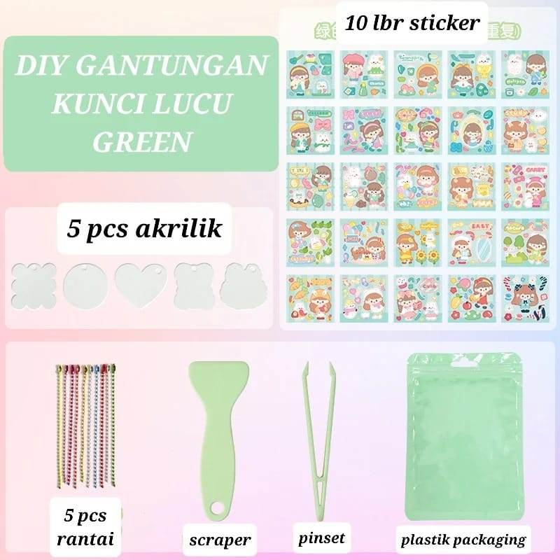 DIY GANTUNGAN KUNCI LUCU AKRILIK STIKER MOMO LUCU HOLOGRAM KEY CHAIN GLITTER KOREA STATIONARY