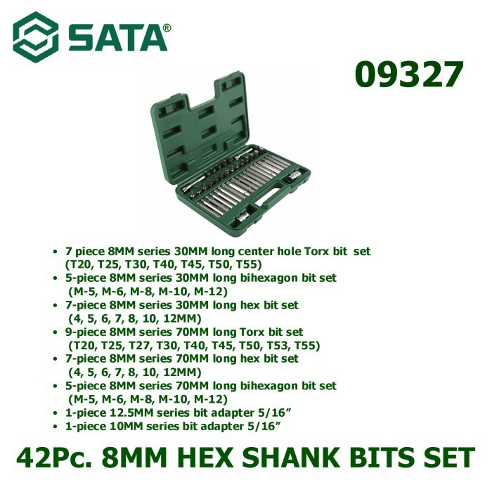 SATA MATA OBENG 42 pc 09327 8 mm SATA HEX SHANK BITS SET 42 pcs 8mm