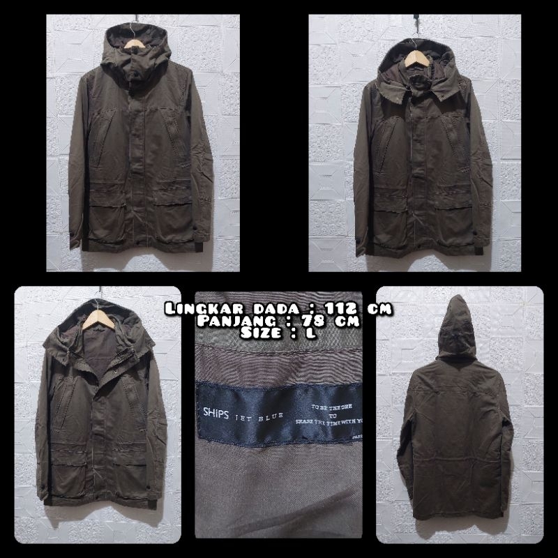 Jaket Parka Gorpcore Warna Hijau Army Merk Ship  Second Original