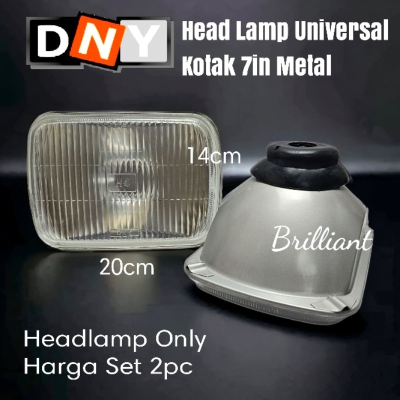 Headlamp / Head Lamp - DNY Universal Kotak Bulat Tipe Metal - Harga Set 2pc Tanpa Halogen