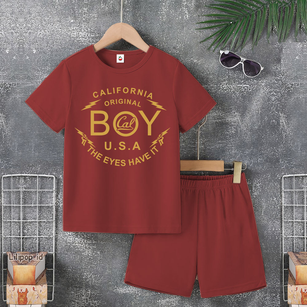 Baju Anak Stelan Usia 4-10 Tahun BOY Kaos 3/4 Cowok Cewek  Celana Pendek Harian